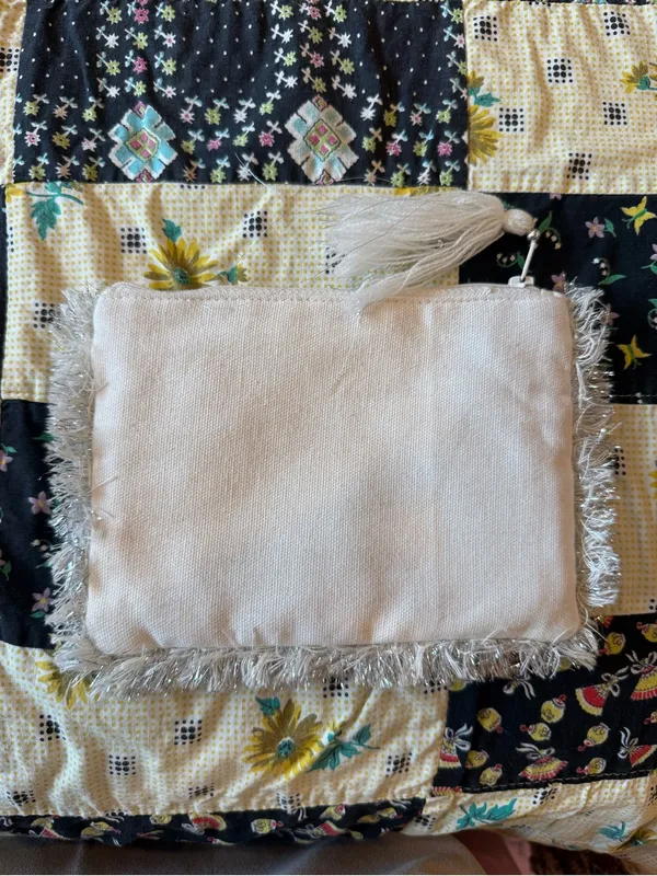Beaded Bee Clutch in Cream and Black - Image 5