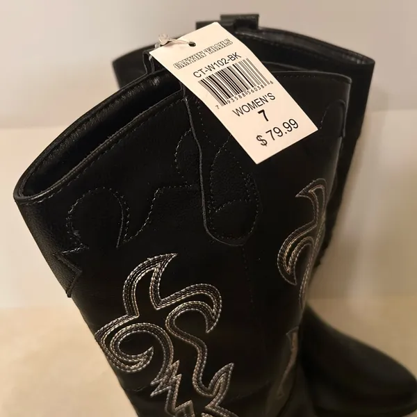NWT CANYON TRAILS Women’s size 7 Chic Black Embroidered Heeled Boots - Image 6