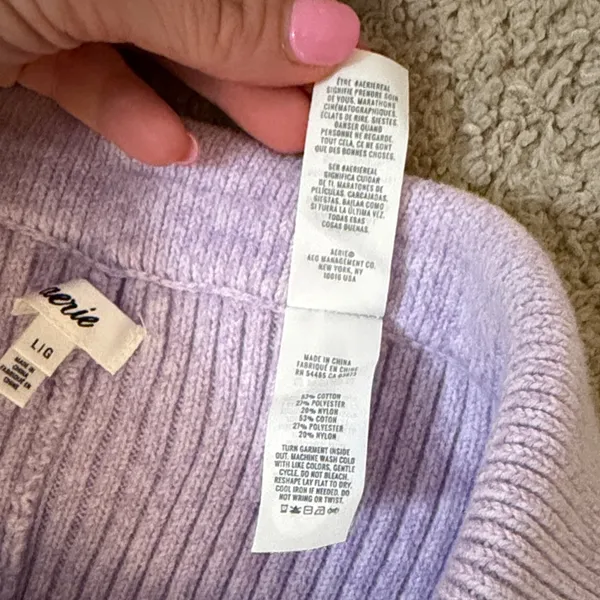 Aerie Women’s Large Lilac Ribbed Knit Pants Like New - Image 4