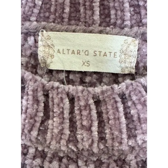 Altar'd State Colette Chenille Crewneck Sweater Light Purple Mauve XS Soft Girl - Image 4