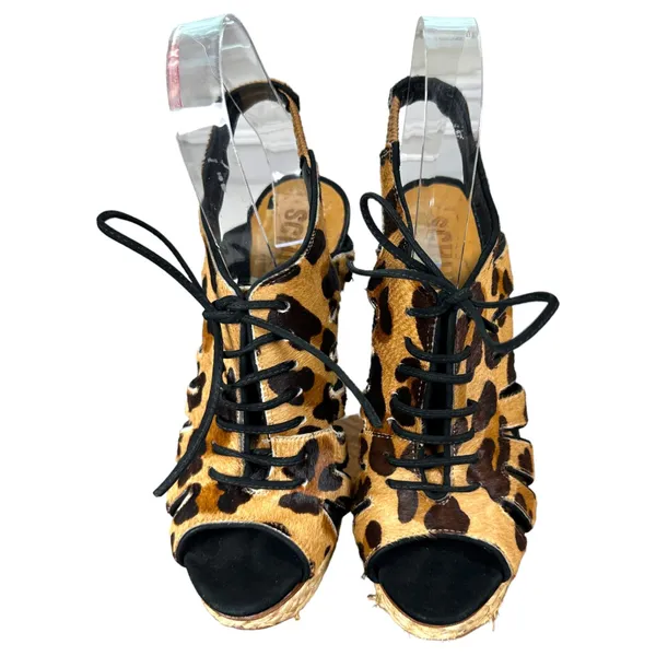 Schutz Ashley Animal Print Calf Hair Stiletto Espadrille Heels Women's 6 B - Image 3