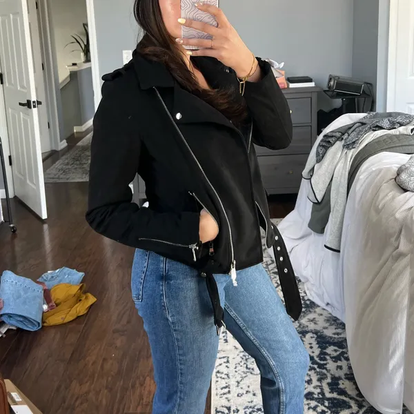 NWT Black Suede Moto Jacket Size M - Image 4