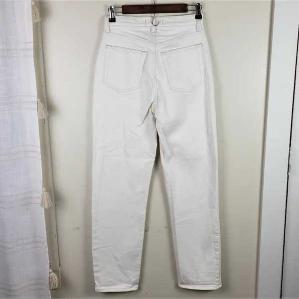 Abercrombie & Fitch Dad High-Rise Criss Cross Straight Leg Jeans Cream Size 4 - Image 5