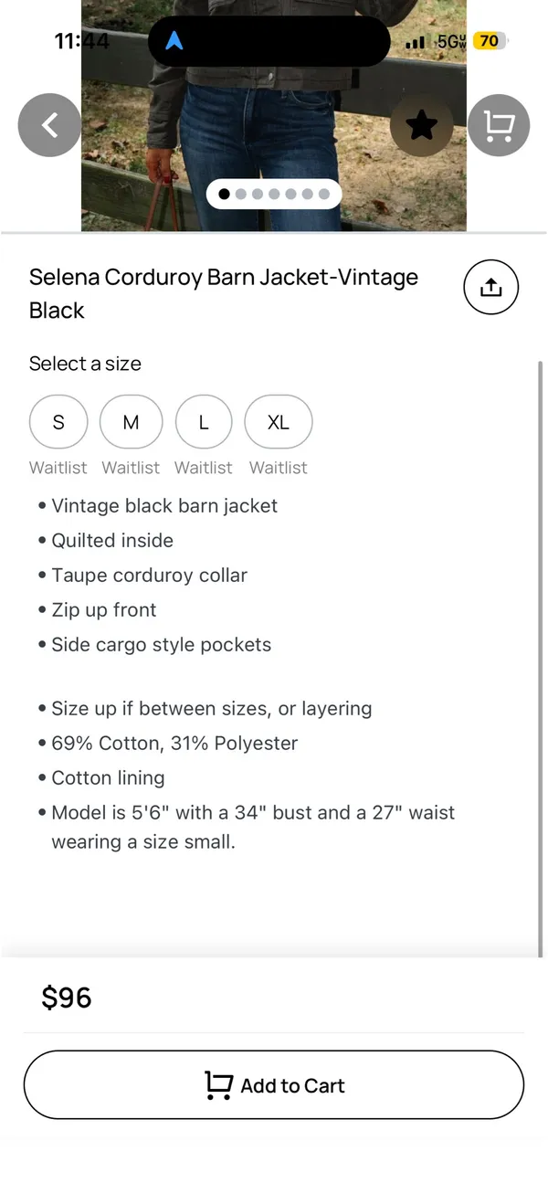 These Three Boutique Corduroy barn jacket vintage black - Image 6