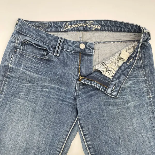 Y2K American Eagle Womens True Boot Jeans Size 6 Low Rise Stretch Indie McBling - Image 8