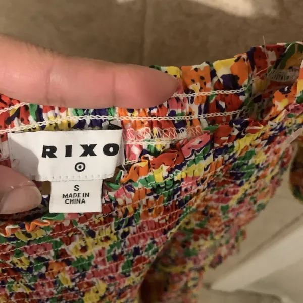 Rixo for Target Dress Women's Small Mini Floral Puff Sleeve Peasant Pocket - Image 3