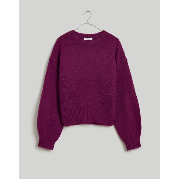 Madewell Wool-Blend Wedge Sweater Mulled Wine Sz SM Cozy Cabin - Image 3