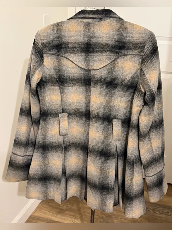 Stetson Women’s Western Plaid Double Breasted Wool Blend Jacket S - Image 5