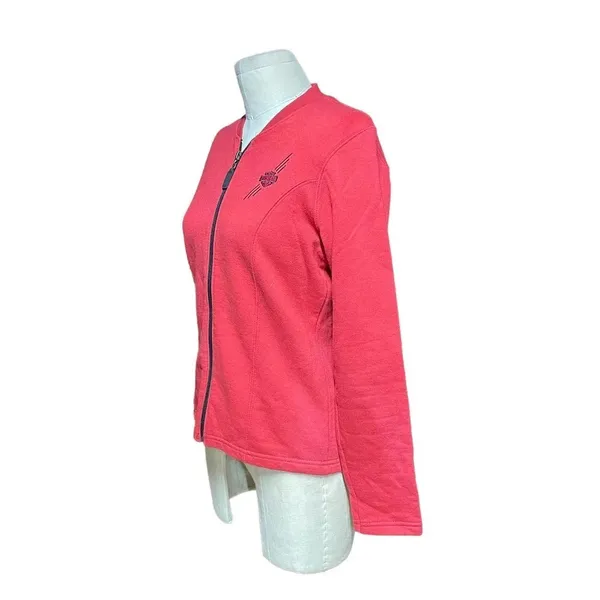 Harley Davidson Logo Embroidered Zip-Up Sweatshirt Jacket Red Black Size‎ Small - Image 5
