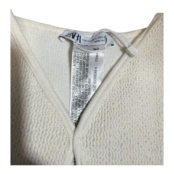 Zara Textured Cut-Out Sleeveless Bodysuit in Cream - Image 2