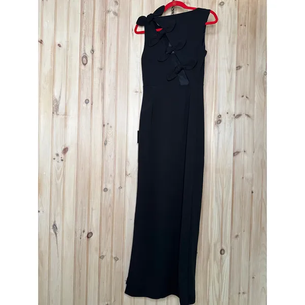 NWT Lulus Perfected Poise Black Bow Cutout Column Maxi Dress Whimsigoth Party M - Image 6