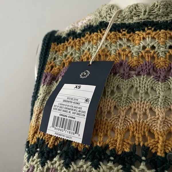 Universal Threads Sweater Vest Small Crochet Striped Knit Festival Boho Western - Image 3