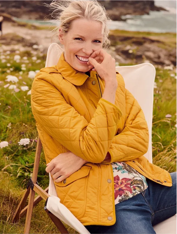 Talbots Yellow Quilted Barn Snap-Front Full Zip Collared Jacket - Image 2