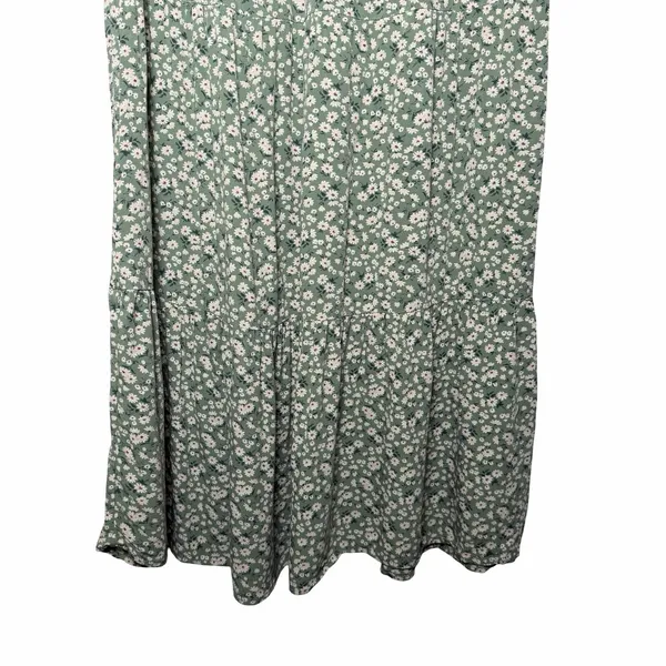 American Eagle Women's L Green Ditsy Floral Tiered Maxi Skirt Cottagecore Boho - Image 5