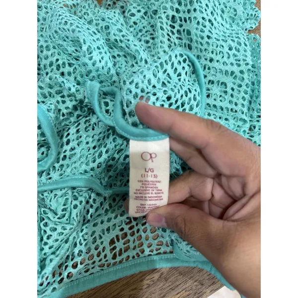 Turquoise crochet scoop neck swimsuit cover up dress size L - Image 6