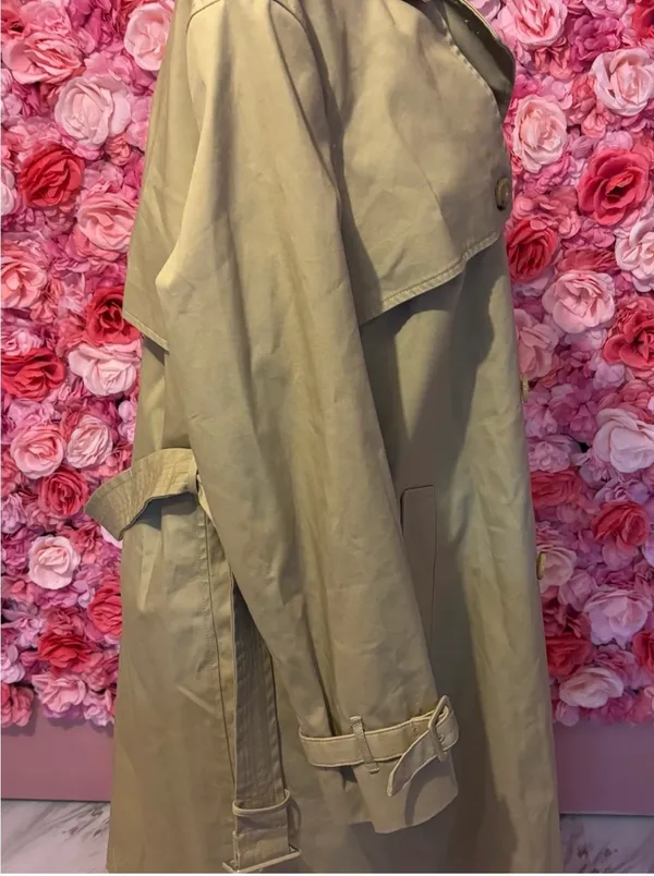 Mango Double-Breasted Beige Knee-length Trench Coat(2XL) - Image 4
