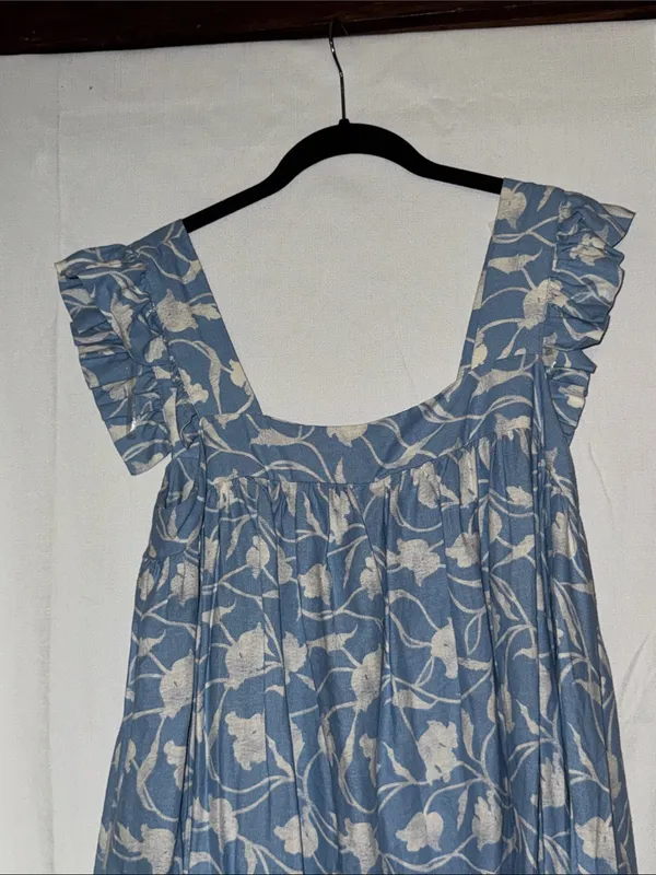 a new day Blue Floral Ruffle-Shoulder Midi Dress - Image 2