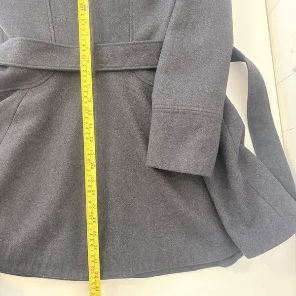 Laundry by Design Women Charcoal Gray Wool Blend Faux Fur Collar Belted Coat M - Image 7