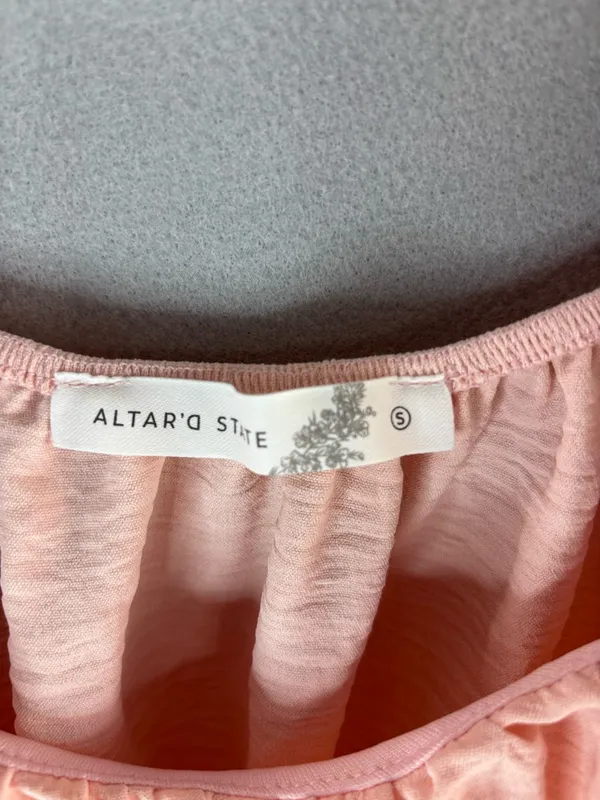 Altar'd State S Balletcore Blush Pink Puff Sleeve Wrap Crop Top - Image 6