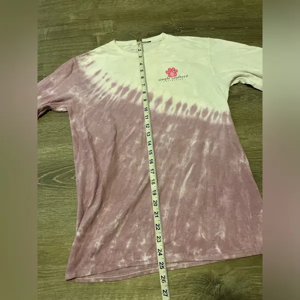 Simply Southern Long Sleeve Tie Dye Cotton Shirt Size S Dog Coffee - Image 3