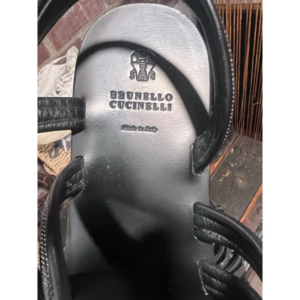 Brunello Cucinelli - Embellished Black Leather sandals Quiet Luxury Old Money - Image 13