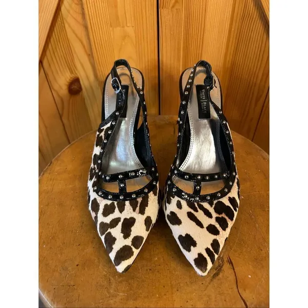 WHITE HOUSE BLACK MARKET Jacquie Calf Hair Leather Sz 7.5M Slingbacks - Image 2