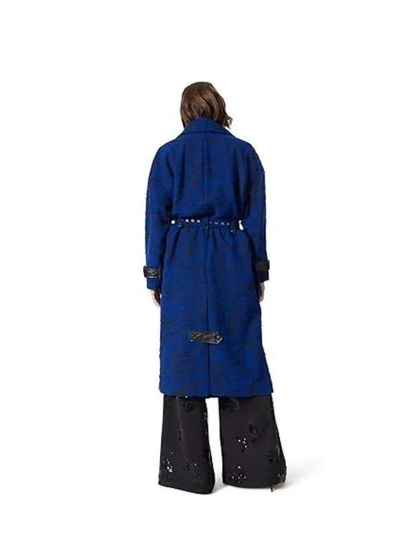 Dee Ocleppo Womens Myah Military Belted Jacquard Trench Coat Sodalite Blue XL - Image 2