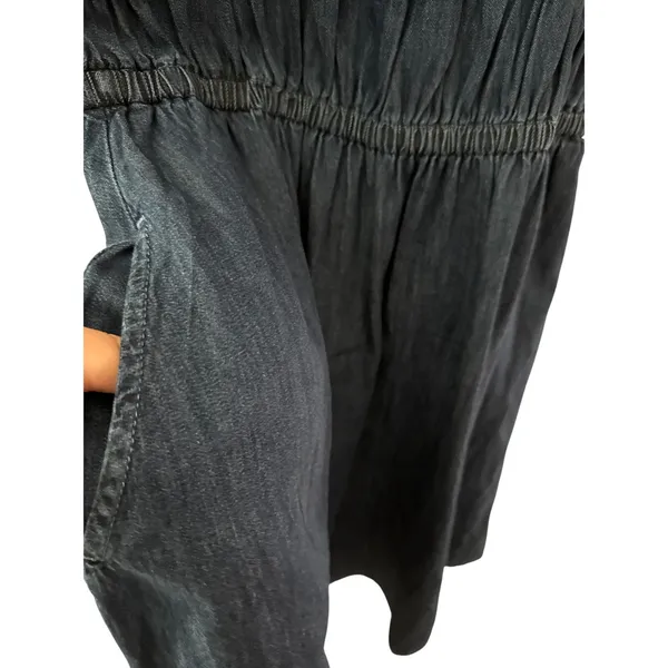 GAP Smocked Denim Mini Dress Dark Wash Size‎ Medium Tall - Image 10