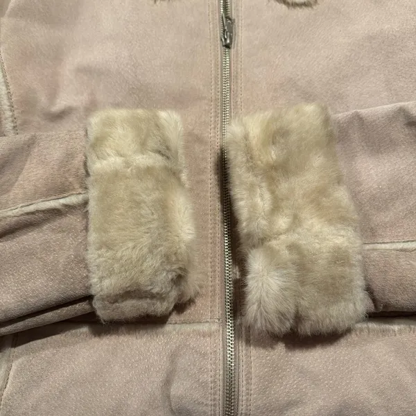 Guess Jacket Genuine Leather Vintage Penny Lane Y2K Faux Fur Lined Aviator Large - Image 13
