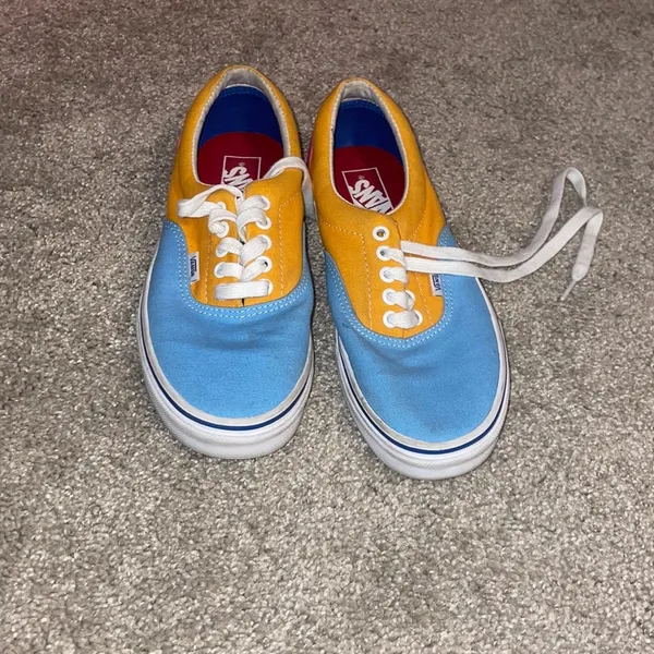 Vans color block tennis shoes canvas in blue and orange - Image 3