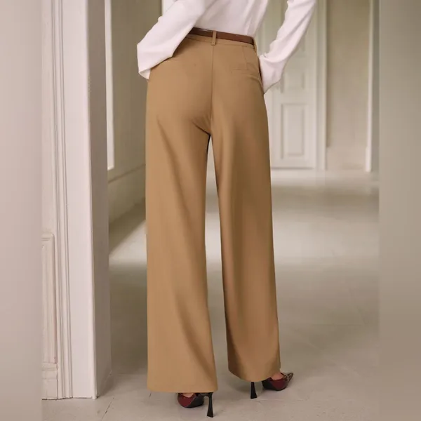 Rihoas Khaki Natural Waisted Pocket Straight Pants - Image 4