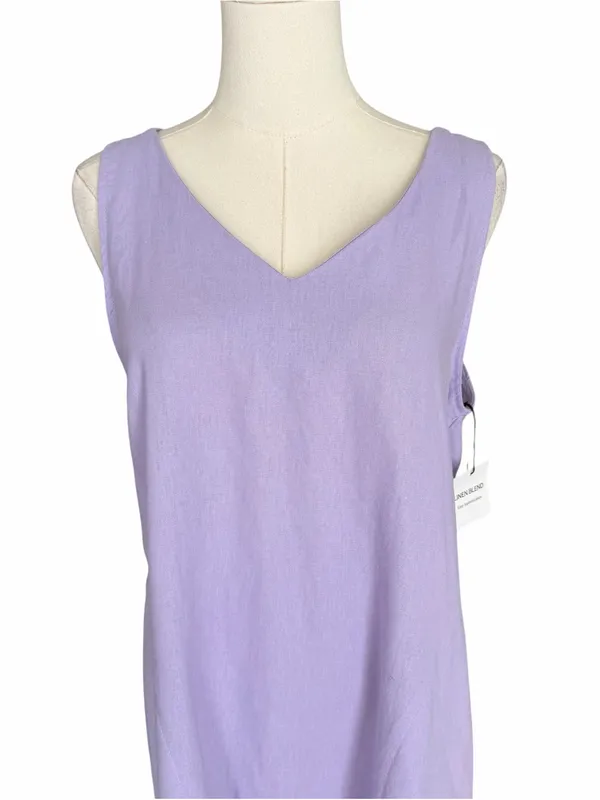 For Cynthia - NWT Lilac Linen Blend Fringe Hem Shift Dress Sz S - Image 3