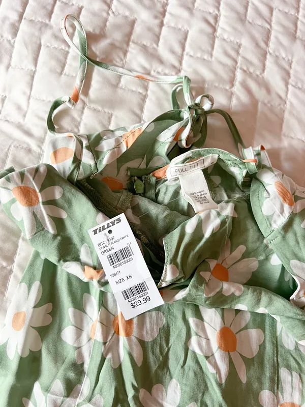Tilly’s Full Tilt Green Floral Twist Front Mini Dress Size XS - Image 3