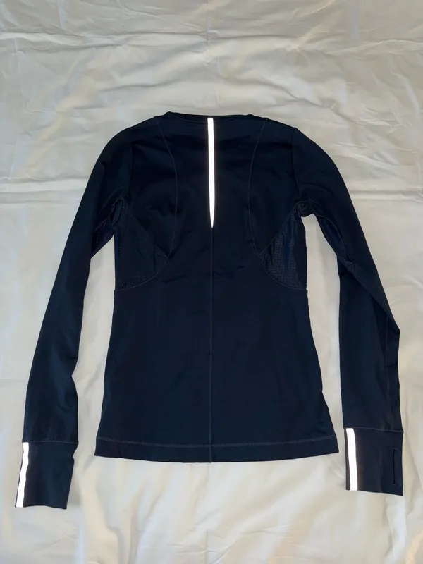 Calia by Carrie Dark Blue Long Sleeve Running Top With Breathable Panels And Reflective Detail - Image 5