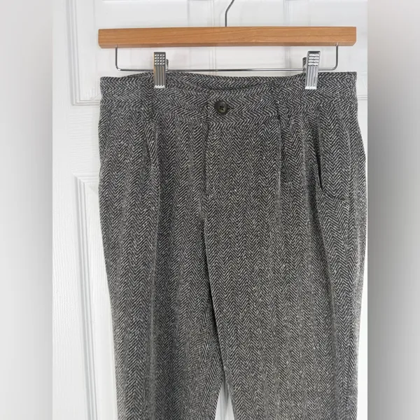 Sz 0 Free People Gray Herringbone Jogger Pants Pleated Trousers $158 MSRP - Image 3