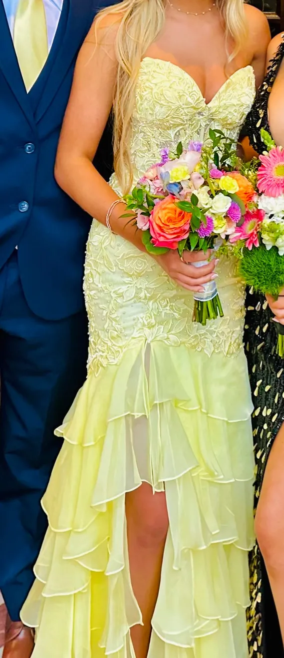 Sherri Hill Prom Dress Yellow Strapless - Image 3