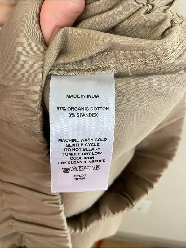 Quince Organic Stretch Cotton‎ Wide Leg Light Khaki Chino Pants Size 8 - Image 5