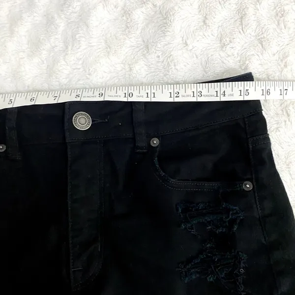 American Eagle Black Distressed Cut Off Hi-Rise Festival Jean Shorts 10 - Image 5