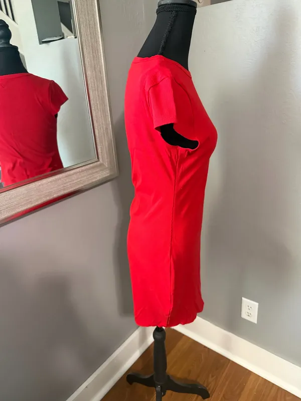 Victoria’s Secret PINK Ribbed Bodycon Bold Red Mini Dress Size Large. - Image 5
