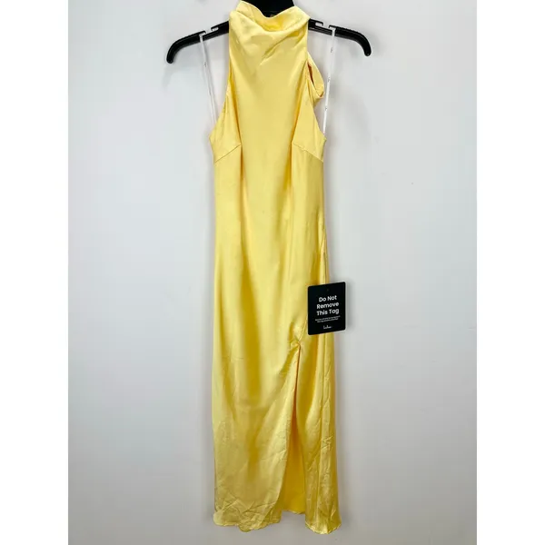 Lulus Exceptional Status Yellow Halter Backless Slip Midi Dress Small NWT - Image 7
