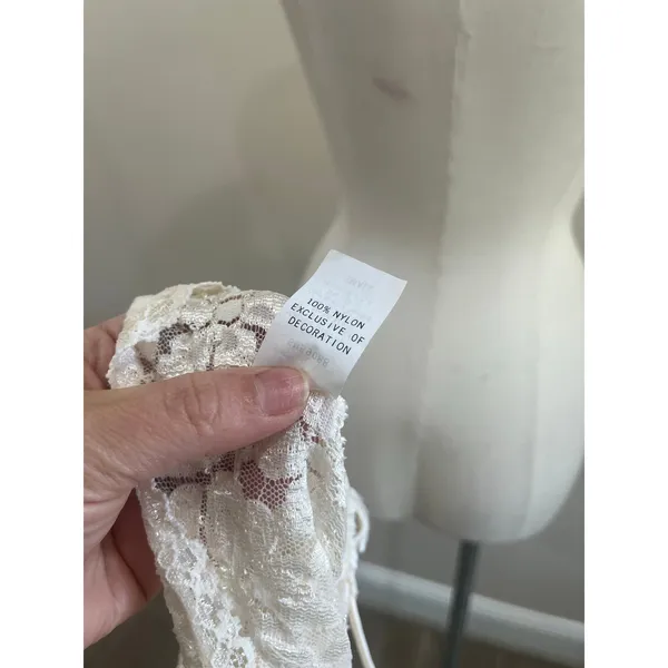 Hector Nicole White‎ Lace Mini Dress Sheer Crochet Slip Boho Size S - Image 6