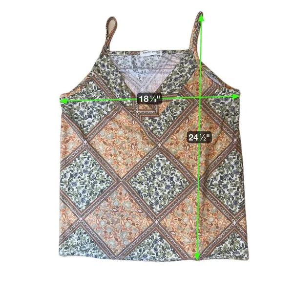 Twenty Second Patchwork Scarf Print V-Neck Cami Boho Tank Top Paisley Medium - Image 7