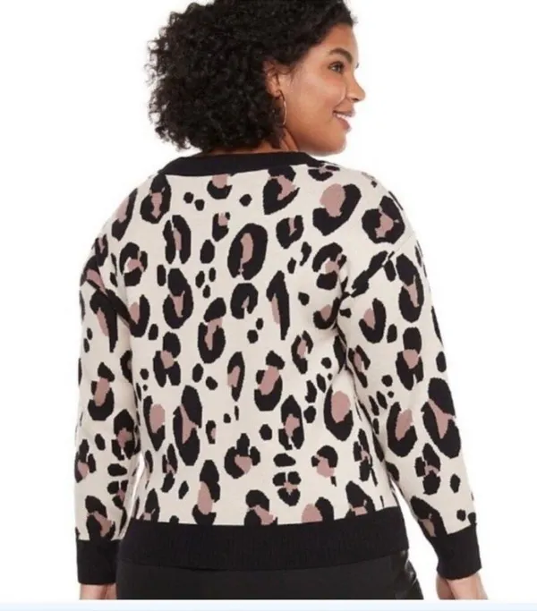 NWT Evri Animal Print Cozy Knit Sweater Plus Size 4X - Image 2