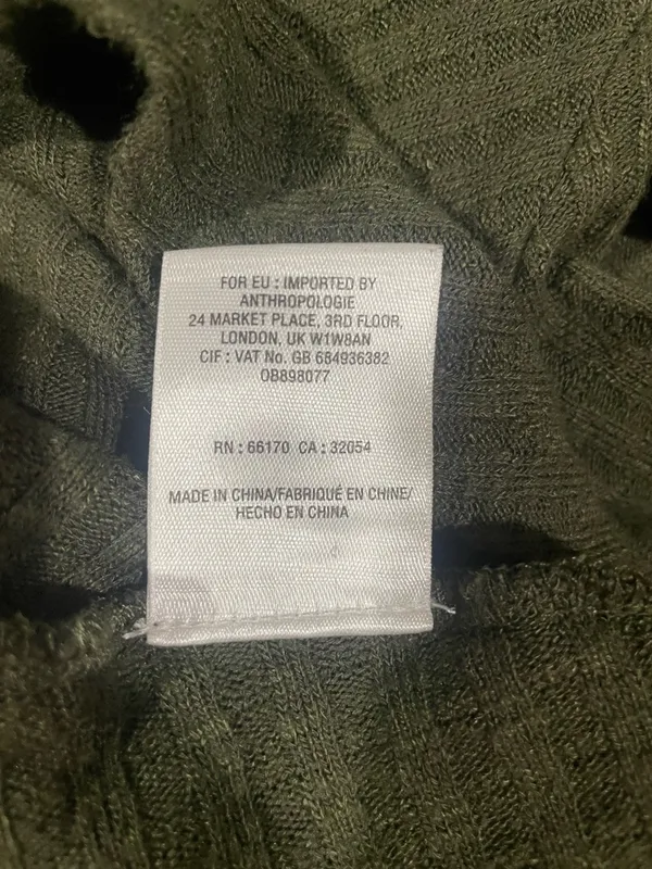 Maeve for Anthropologie Ribbed Knit Top Cowl Neck Flared Hem Olive Green - Image 11