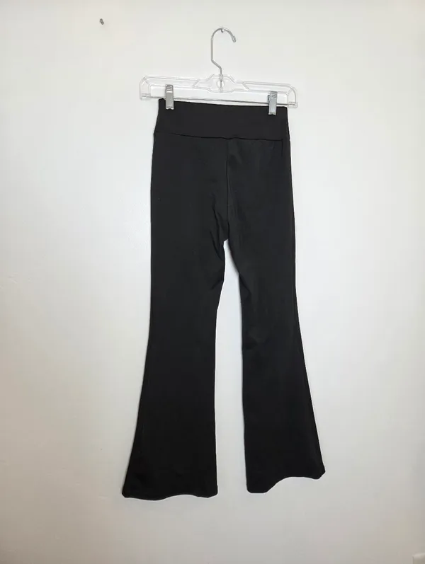 Flare Leg Black Yoga Pants Mid Rise Gym Workout Y2K 90s Wide Leg Bratz Small - Image 5