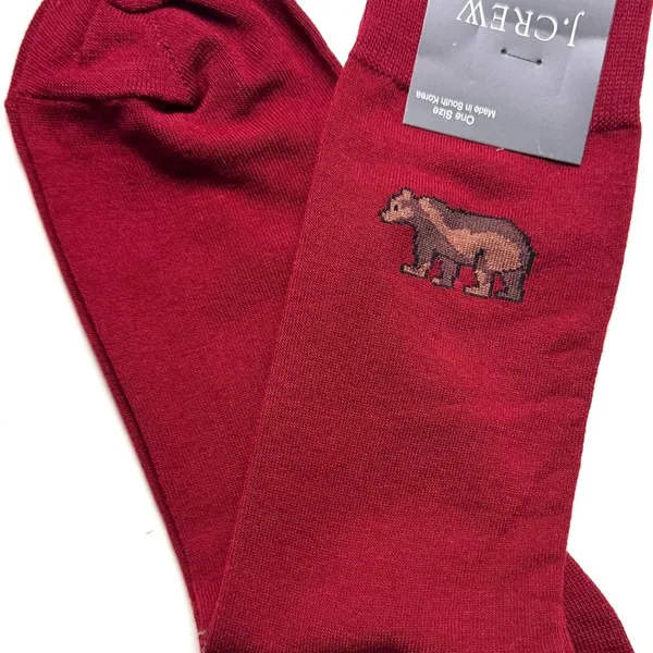 J.Crew Men's Bear Theme Graphic Design Trouser Socks OS - Image 6