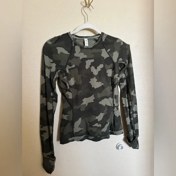 Lululemon Its Rulu Run Long‎ Sleeve Shirt 2 Heritage 365 Camo Medium Olive Multi - Image 4