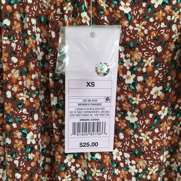NWT Wild Fable brown Daisy print Granny floral dress XS‎ - Image 5