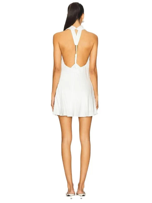 SNDYS Nixie Mini Dress in White Small New Womens Satin Open Back - Image 4