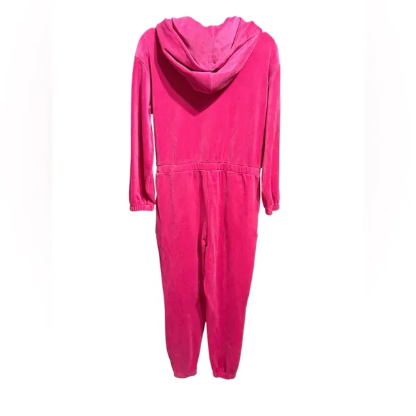 Juicy Couture Zip-up Velour Jumpsuit Hot Pink Y2K Soft Comfort Barbiecore‎ Sz M - Image 3